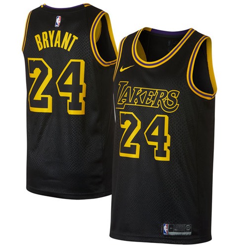 Men Nike Los Angeles Lakers 24 Kobe Bryant Black NBA Swingman City Edition Jersey
